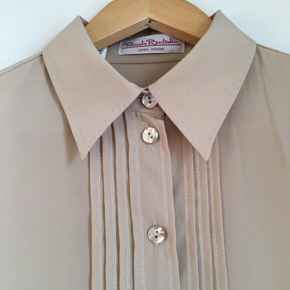 Renato Belestra Micro Crepe Bisque Pintuck Button Down Cufflink Dress Shirt - Picture 4 of 16